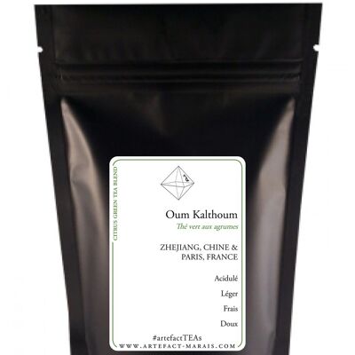 Oum Kalthoum, Grüner Tee mit Zitrusfrüchten, Packung mit 100 g in loser Schüttung