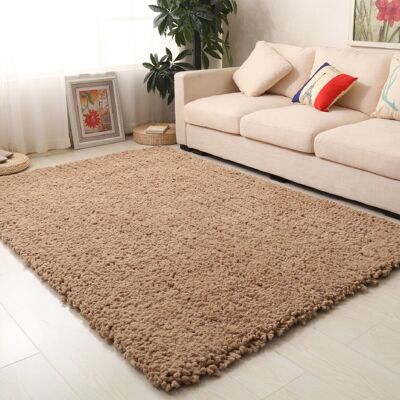 Beige Plain Shaggy Rug - Snug - 200x290cm (6'8"x9'7")