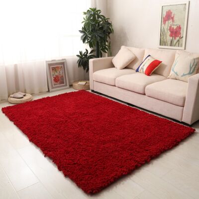 Burgundy Plain Shaggy Rug - Snug - 120x170cm (4'x5'8")