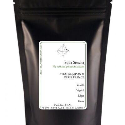 Soba Sencha, japanischer grüner Tee mit Buchweizensamen, Packung mit 100 g in loser Schüttung