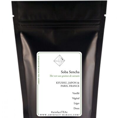 Soba Sencha, Japanese green tea with buckwheat seeds, Pack of 100g in bulk
