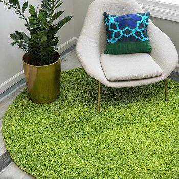 Tapis Shaggy Circle Plain Vert - California - Cercle 120cm 1