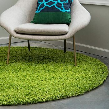 Tapis Shaggy Circle Plain Vert - California - Cercle 120cm 2