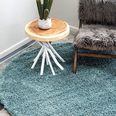 Duck Egg Plain Circle Shaggy Rug - California - 120cm Circle