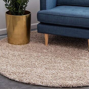 Tapis Shaggy Beige Uni Circle - California - Cercle 150cm 1