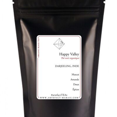 Happy Valley, Organic black tea from India, 100g packet in bulk