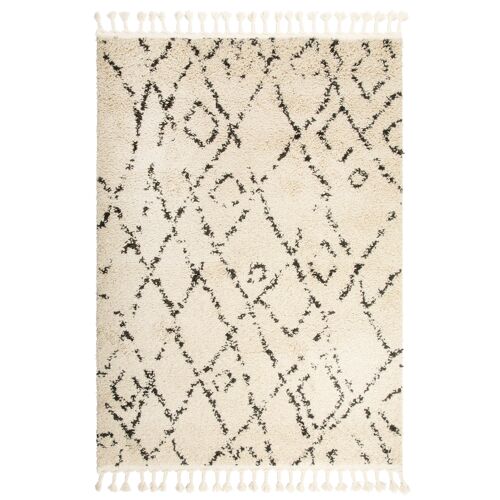 Cream Abstract Diamond Boho Rug - Michigan - 200x290cm (6'8"x9'7")