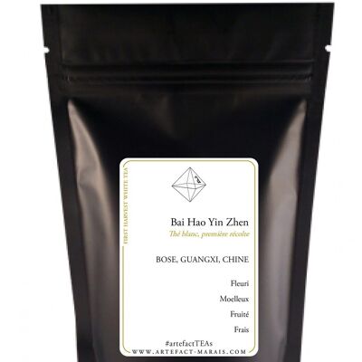 Bai Hao Yin Zhen, té blanco de China, paquete de 25 g a granel