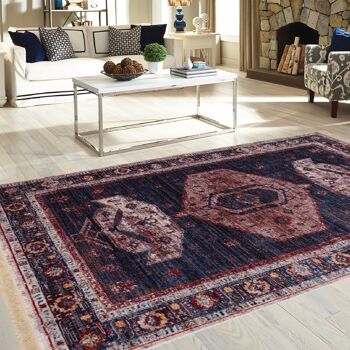 Tapis Vintage Bohème Bleu - Kansas - 160x230cm (5'4"x7'8") 2