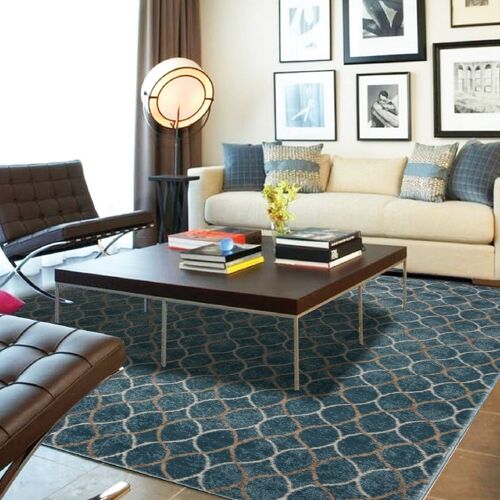 Blue Mirror Shield Rug - Jersey - 160x230cm (5'4"x7'8")