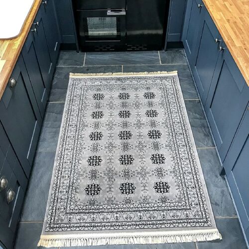 Grey Crest Rug - Afghan - 160x230cm (5'4"x7'8")