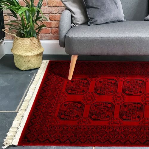 Red Ornate Rug - Afghan - 120x170cm (4'x5'8")