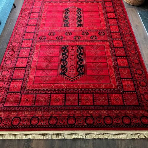 Red Oriental Rug - Afghan - 200x290cm (6'8"x9'7")