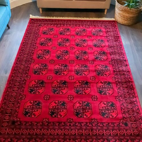 Red Cubism Rug - Afghan - 120x170cm (4'x5'8")