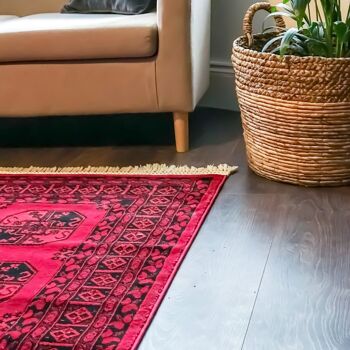 Tapis Cubisme Rouge - Afghan - 200x290cm (6'8"x9'7") 3