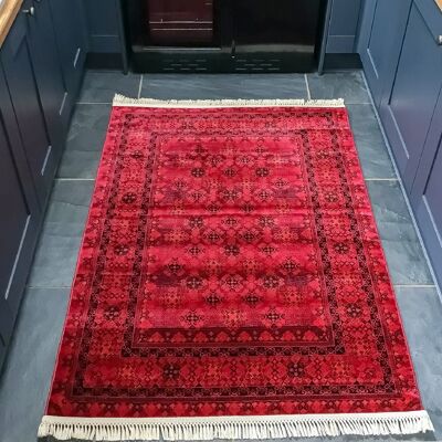 Red Medallion Rug - Afghan - 120x170cm (4'x5'8")