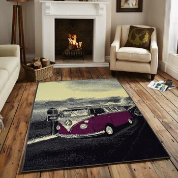 Tapis de camping-car rétro gris et violet - Texas - 60x110cm (2'x3'7") 1