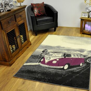 Tapis de camping-car rétro gris et violet - Texas - 60x110cm (2'x3'7") 3