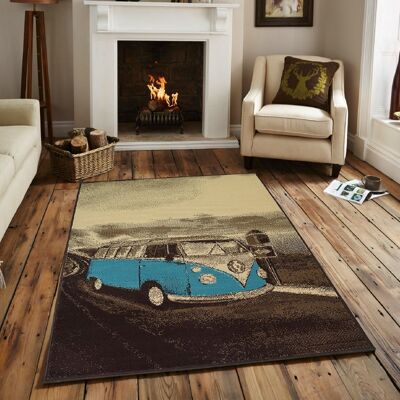 Grey Jeans Retro Campervan Rug - Texas - 60x110cm (2'x3'7")