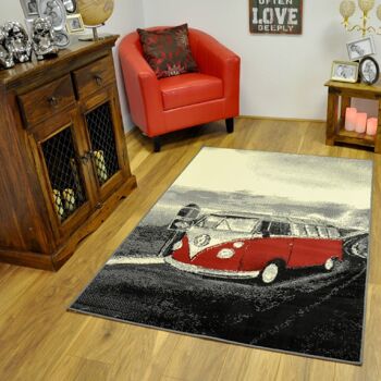 Tapis Imprimé Camper Van Rétro Corail - Texas - 160x225cm (5'4"x7'3") 3