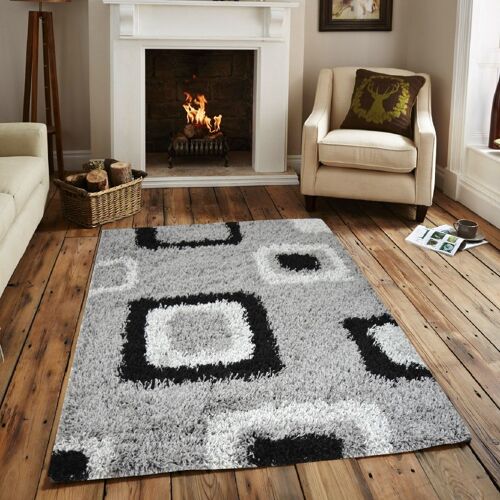 Grey Boxed Shaggy Rug - California - 60x110cm (2'x3'7")