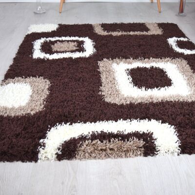 Brown Boxed Shaggy Rug - California - 60x110cm (2'x3'7")