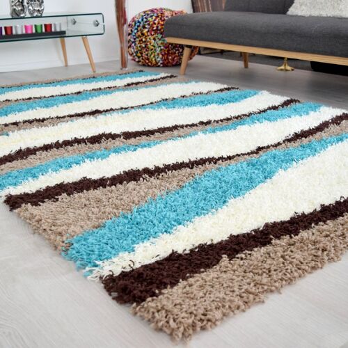 Teal Waves Shaggy Rug - California - 80x150cm (2'8"x5')