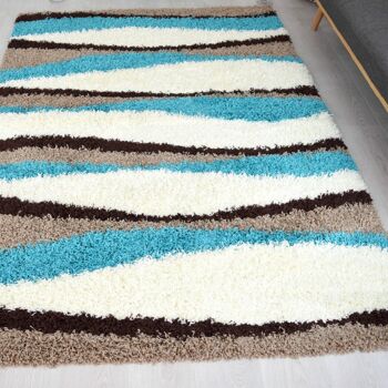 Tapis Shaggy Teal Waves - Californie - 80x150cm (2'8"x5') 3