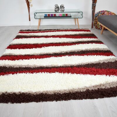 Red Waves Shaggy Rug - California - 80x150cm (2'8"x5')