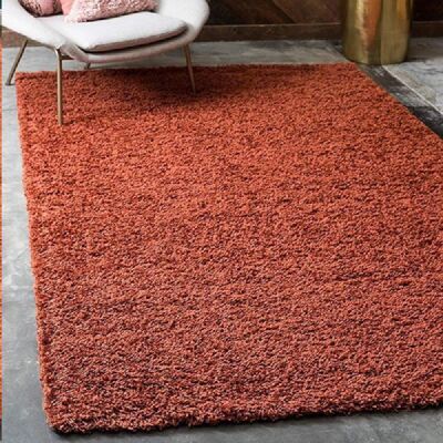 Terracotta Plain Shaggy Rug - California - 60x110cm (2'x3'7")