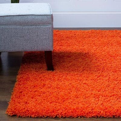 Orange Plain Shaggy Rug - California - 60x110cm (2'x3'7")