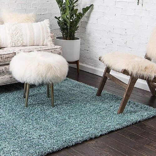 Duck Egg Blue Plain Shaggy Rug - California - 60x230cm (2'x7'8")