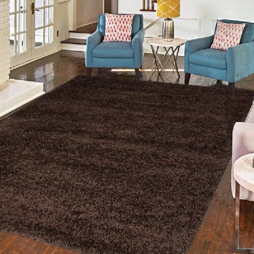 Chocolate Plain Shaggy Rug - California - 60x110cm (2'x3'7")