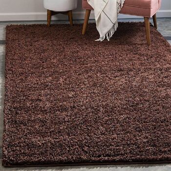 Tapis Shaggy Uni Chocolat - Californie - 80x150cm (2'8"x5') 3