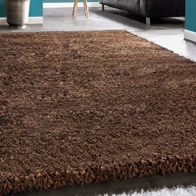 Brown Plain Shaggy Rug - California - 60x110cm (2'x3'7")