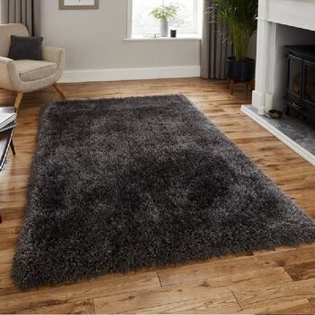 Tapis Shaggy Uni Noir - California - 60x110cm (2'x3'7") 1