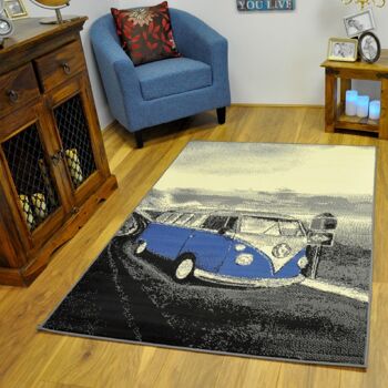 Tapis de camping-car rétro bleu - Texas - 80x150cm (2'8"x5') 3