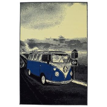 Tapis de camping-car rétro bleu - Texas - 160x225cm (5'4"x7'3") 2