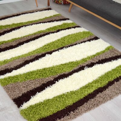 Green Waves Shaggy Rug - California - 60x110cm (2'x3'7")