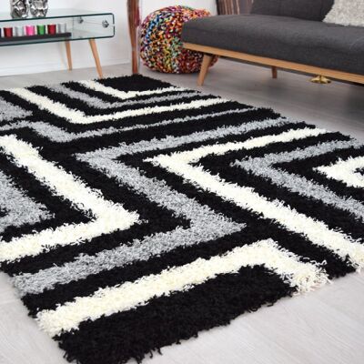 Black Tides Shaggy Rug - California - 60x230cm (2'x7'8")