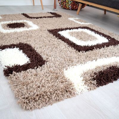 Beige Boxed Shaggy Rug - California - 60x230cm (2'x7'8")