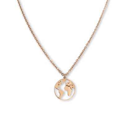 World Map Necklace - ROSE GOLD