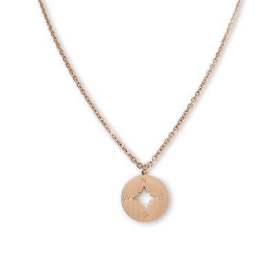 Compass Charm Necklace - ROSE GOLD