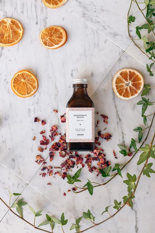 Bath Oil - Happiness - Rose Geranium, Orange & Mint