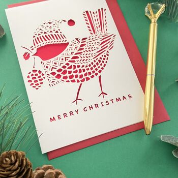 Carte de Noël chubby robin, jolie carte de vacances de Noël 2
