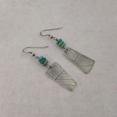 Boucles D'Oreilles Ethniques Turquoise Argent 925