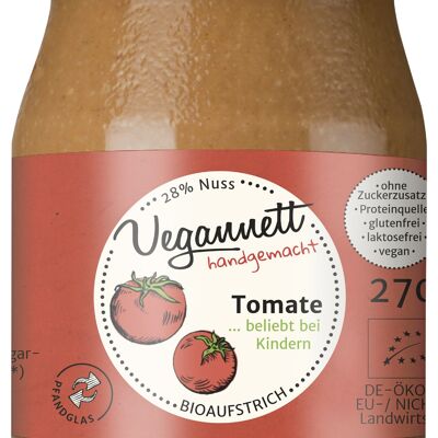 Organic spread tomato and 28% cashew, peanut without added sugar in a returnable (deposit) glass!