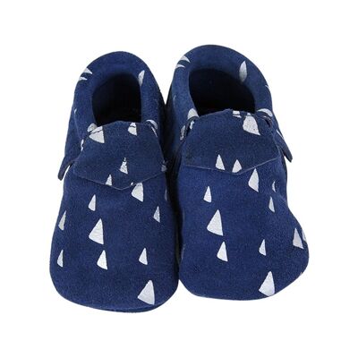 2-3 YEARS Navy suede moccasins