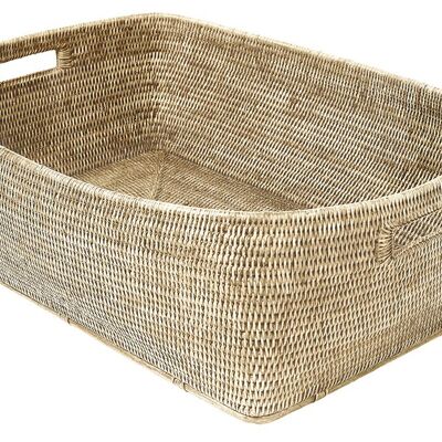 Escale white limed rattan storage basket
