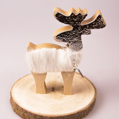 Decorazione natalizia cervo peloso 16 cm x 20 cm
